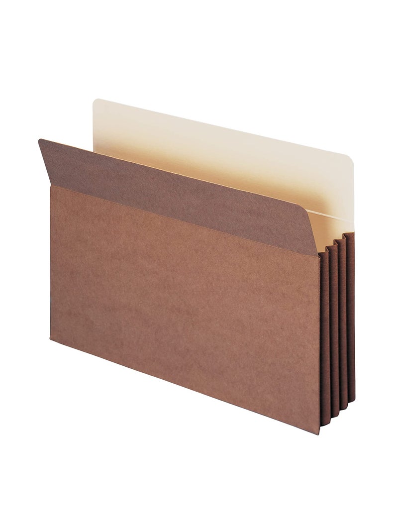 Smead TUFFÂ® Pocket File Pocket, Straight-Cut Tab, 3-1/2" Expansion, Legal Size, Redrope, 10 per Box (74380)